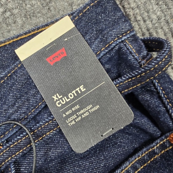 Levis XL Culotte Jeans Womens 27 Dark Wash Wide Leg Cropped 100% Cotton NEW - Picture 4 of 16